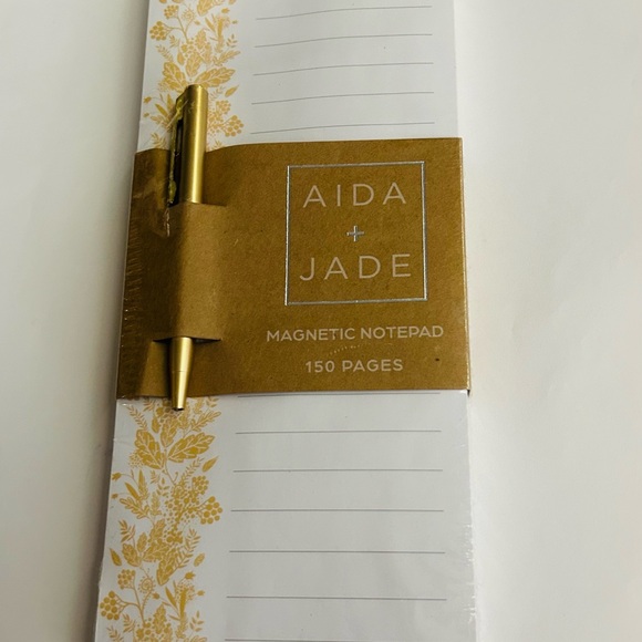 New Floral Magnetic Lined Notepad Artistic Border Gold Colored Pen - Picture 6 of 8